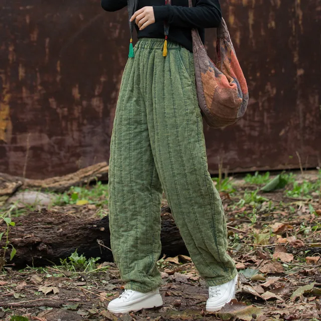 Fashionable All match Casual Slim Women Cotton Pants Bronze Green Fried Color - Shop at LoveMi