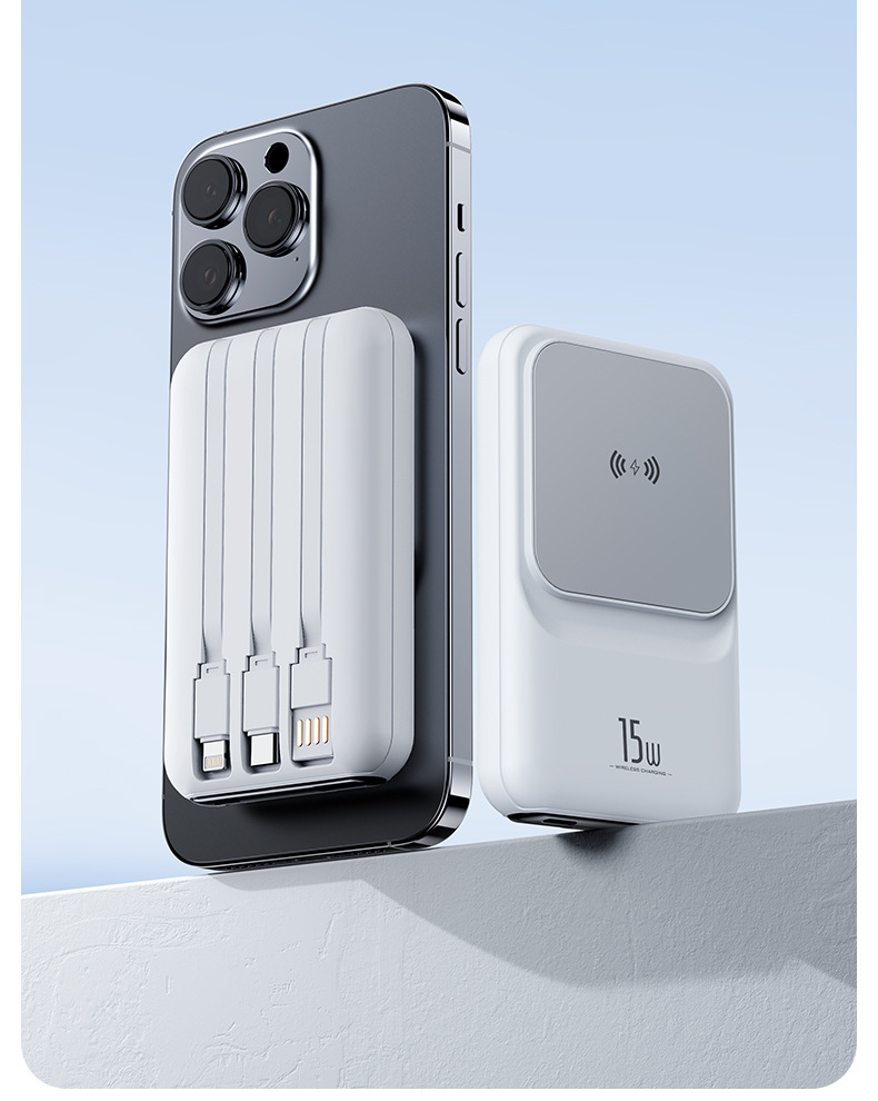 Magnetic Wireless Charger Power Bank With Cable Super Fast Charge Mobile Power 10000 MA 22