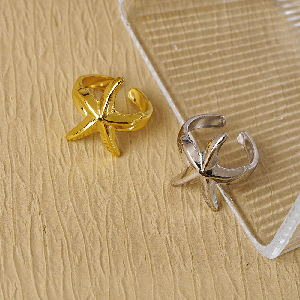 Adjustable Smooth-Surface Starfish Ring For Women