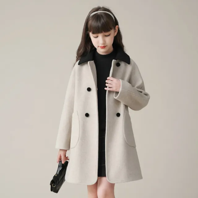 Western Style Woolen Coat Mid length Padded Coat Flower Beige - Shop at LoveMi