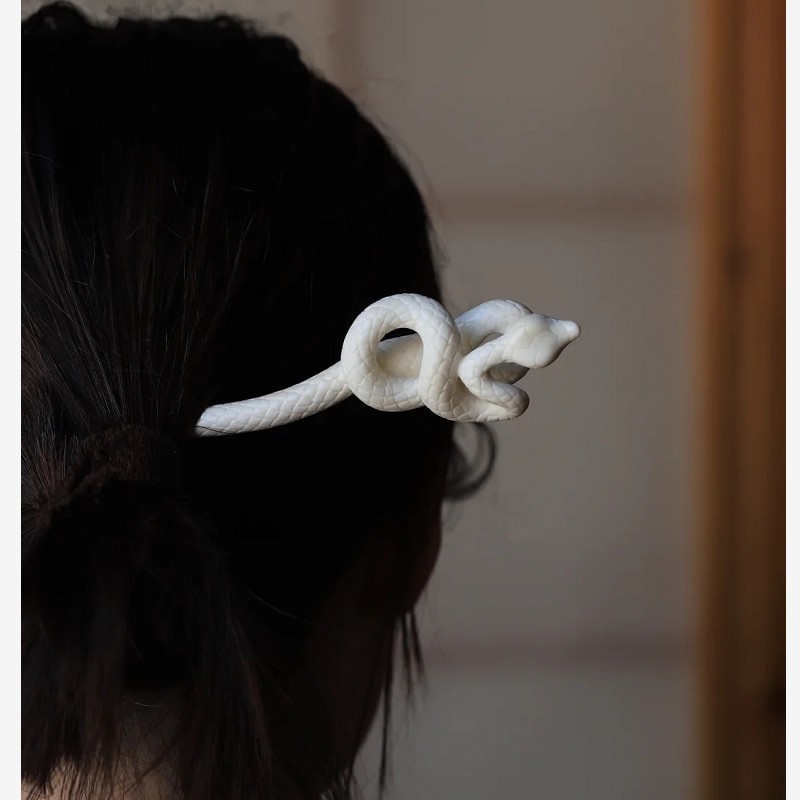 Silver-Plated Snake Hairpin
