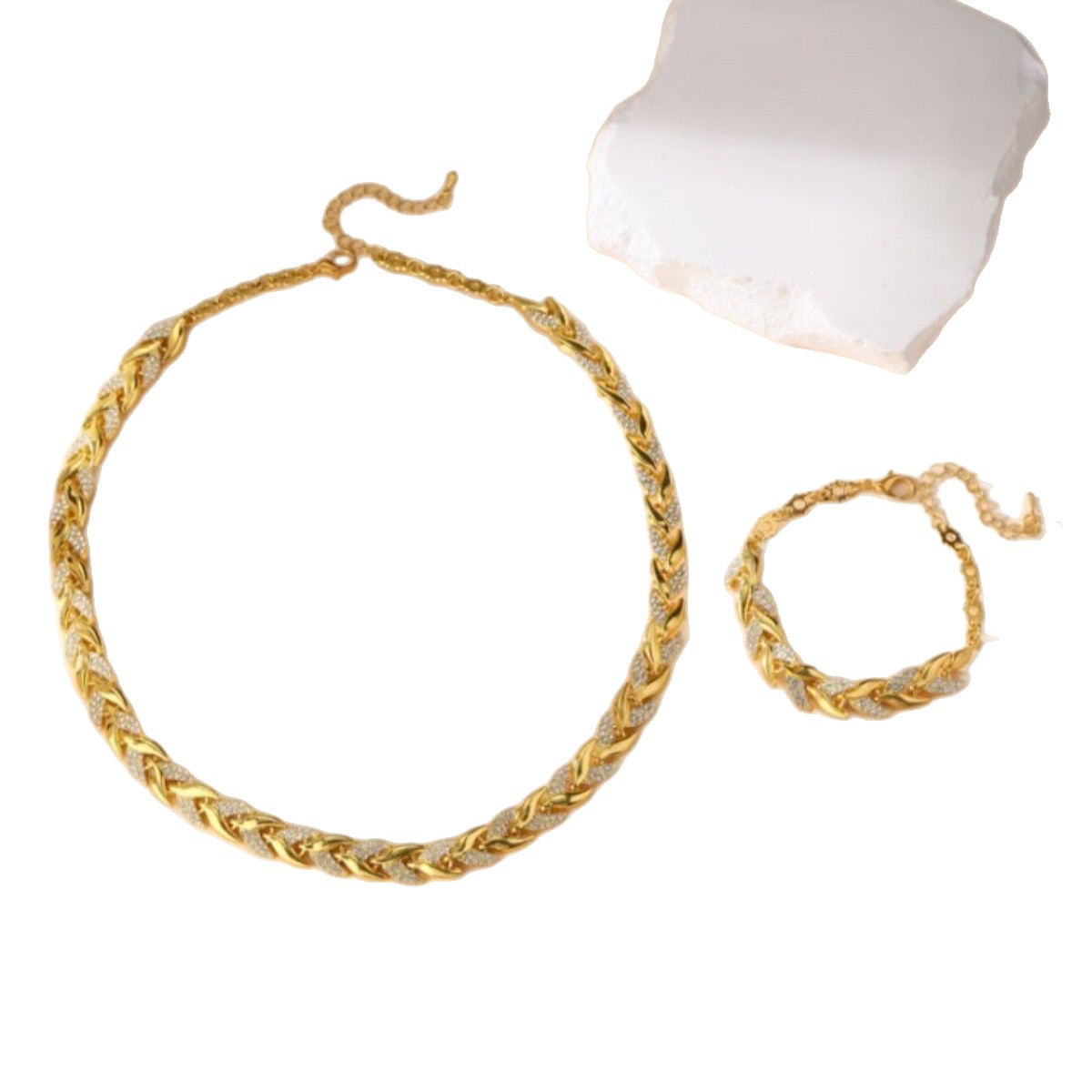 Diamond-encrusted Bracelet And Necklace Setluxury Lightweight And Premium