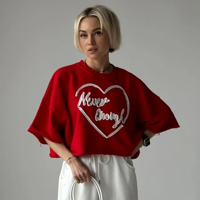Short Sleeved Love Top Loose T shirt Letter American Red - Shop at LoveMi