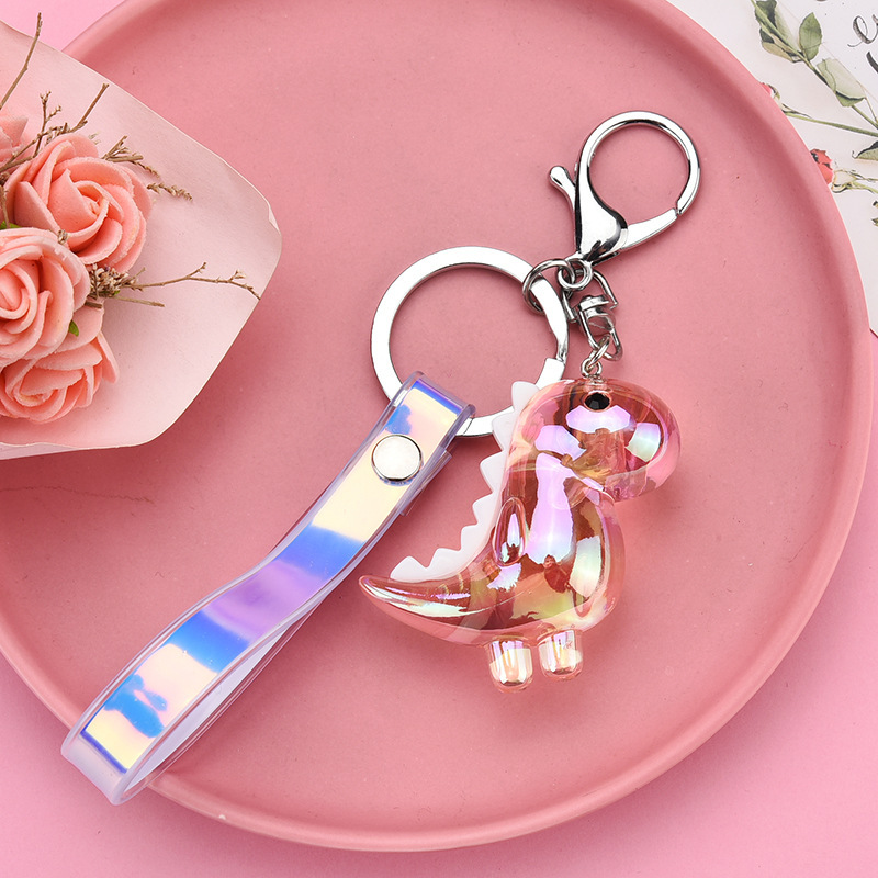 Acrylic Pendant Electroplated Dinosaur Keychain Pink - Shop at LoveMi