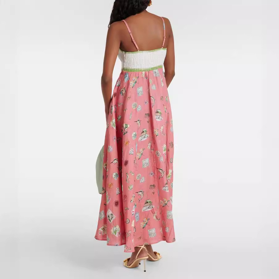 Strapless Personalized Stylish Print Oversized Swing Sling Dress