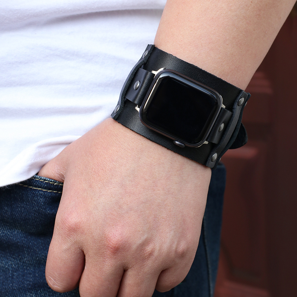 Genuine Cowhide Watch Strap Punk Style