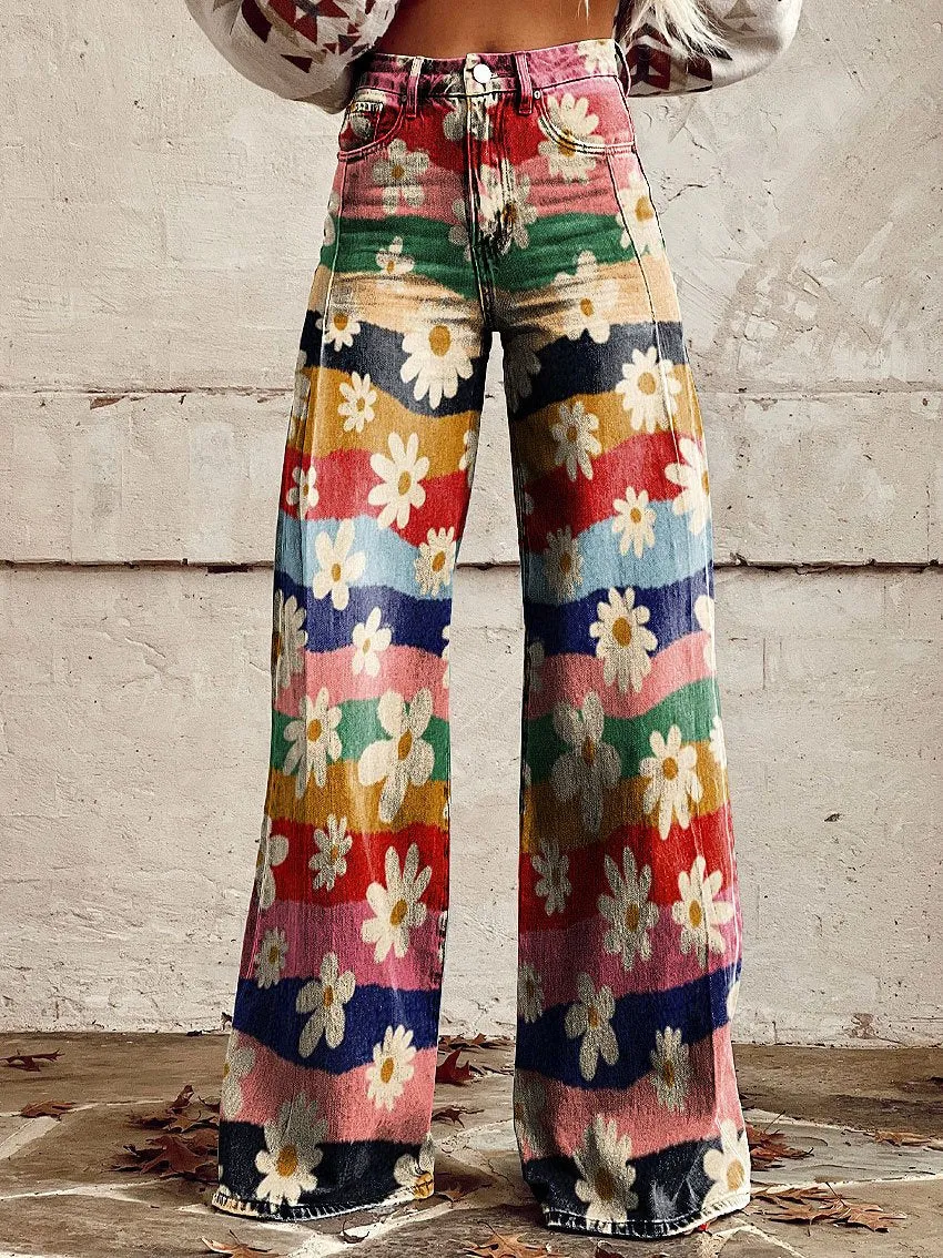 Women's Casual Pants Thin Imitation Jeans Wide Leg - Awp1A242611B