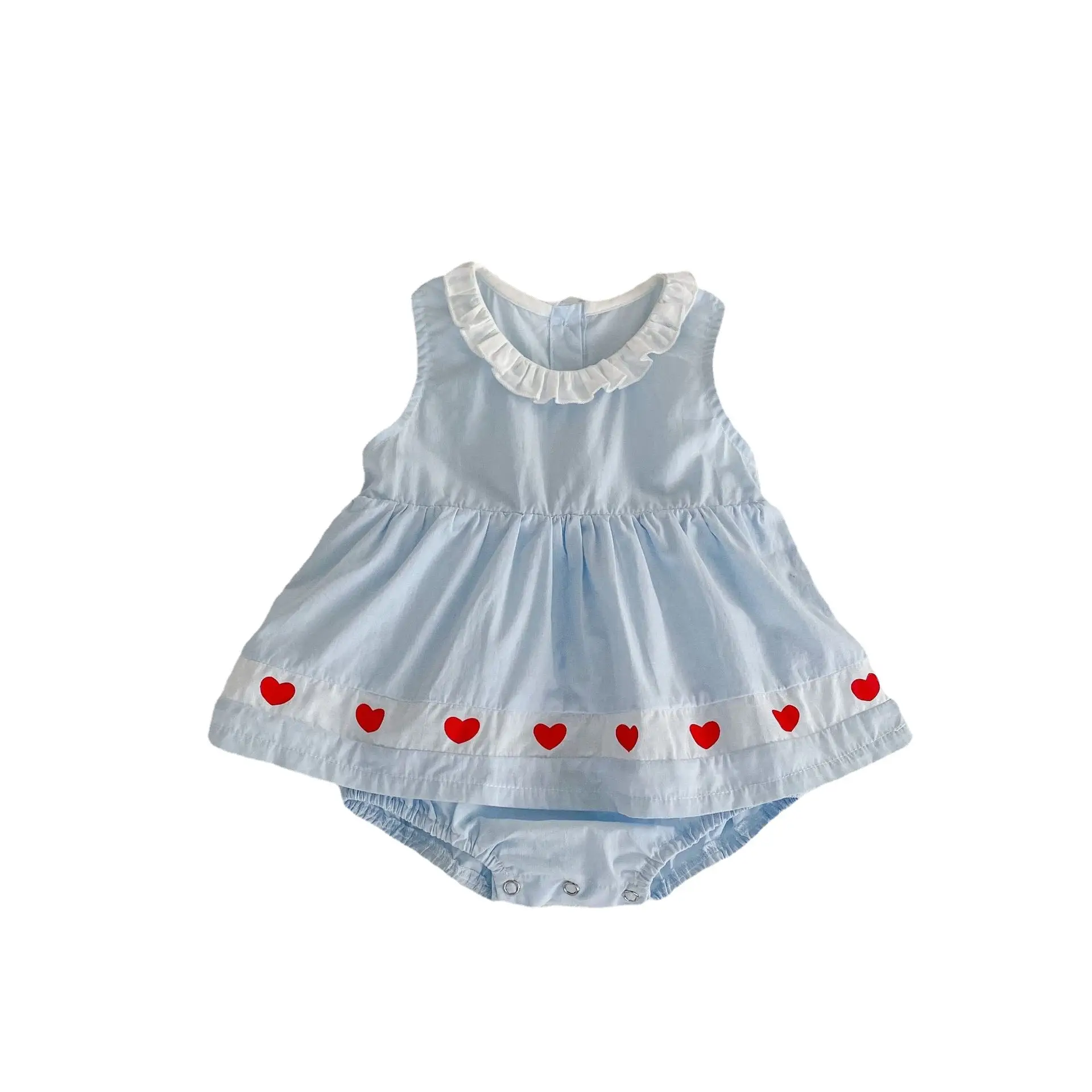 Children's Cotton Stitching Love Breathable Jumpsuit