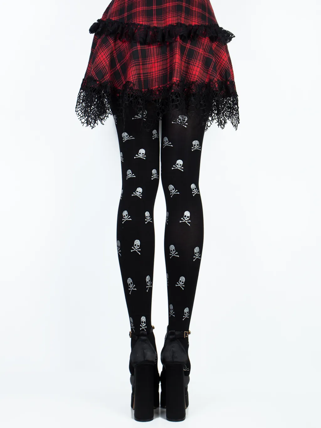 Halloween Tights Sexy Skull Print Party Costume Cosplay Stockings - Black