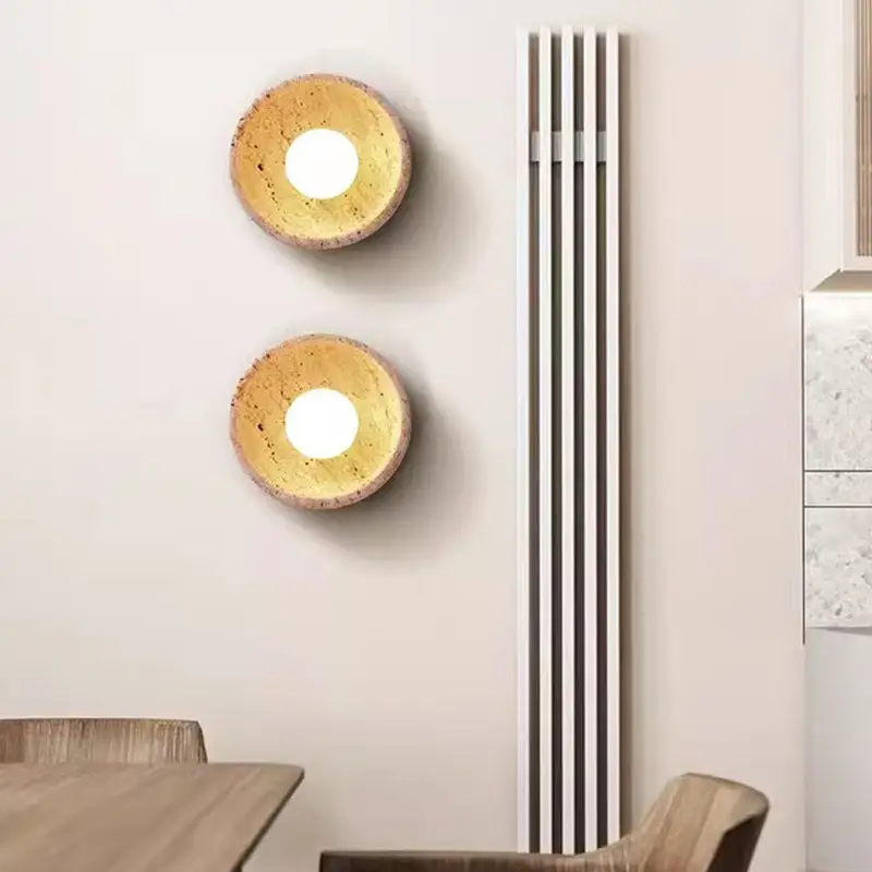 Yellow Cave Stone Wall Lamp Silent Style Bedroom Bedside