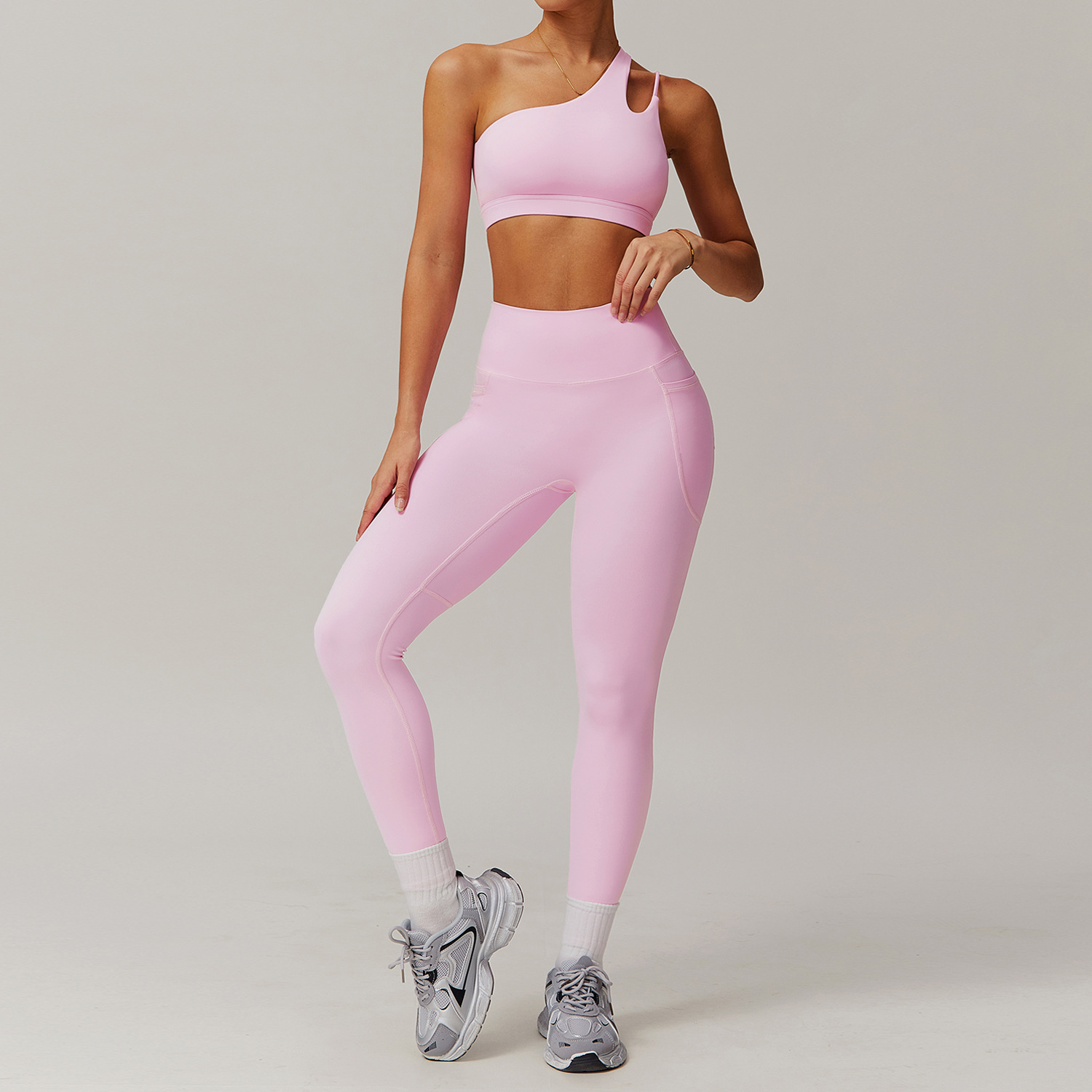 Breathable Quick-drying Skinny Yoga Clothes Pocket Running Sports Suit