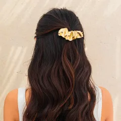 Irregular Pleated Square Barrettes Fashion - 03 Gold 0554 - View 1