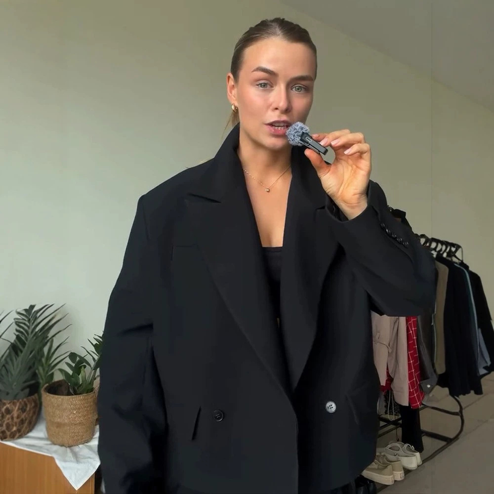 Women's Black Single Button Blazer - Slim Fit Office Wear Casual Suit Jacket For Work Business Formal