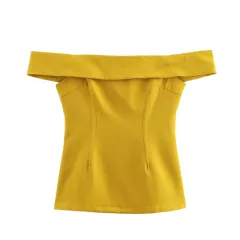 European And American Style Women's Fashion Side Slit Off Shoulder Top Bell-bottom Pants - Top - View 1