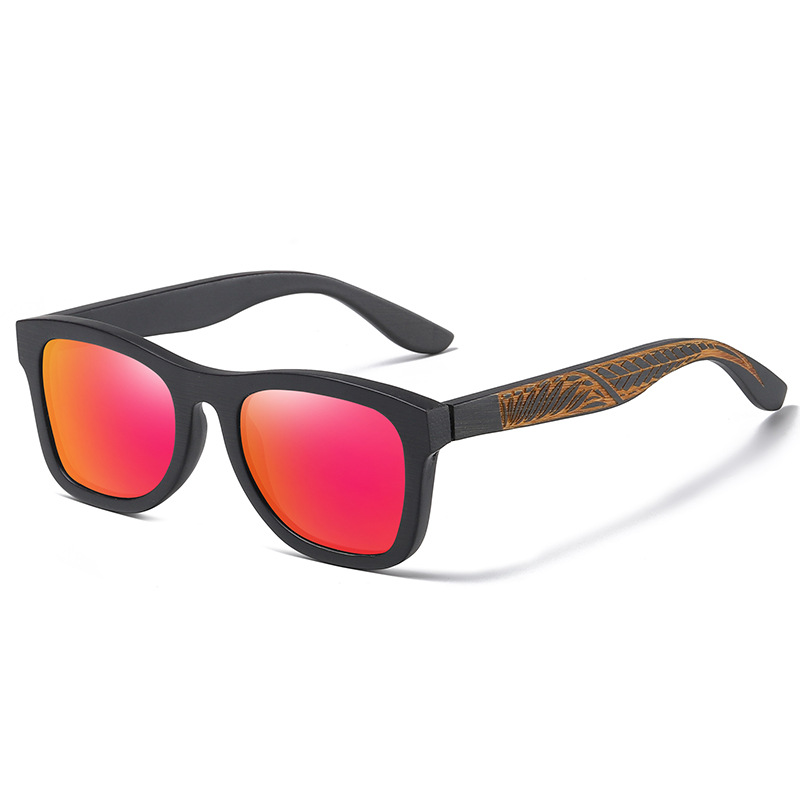 Bamboo Wood Glasses Brushed Black Frame Pattern Leg - Image 8
