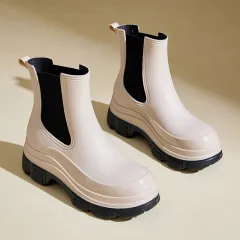 Womens Waterproof And Non-slip Rubber Rain Boots - Khaki - View 1