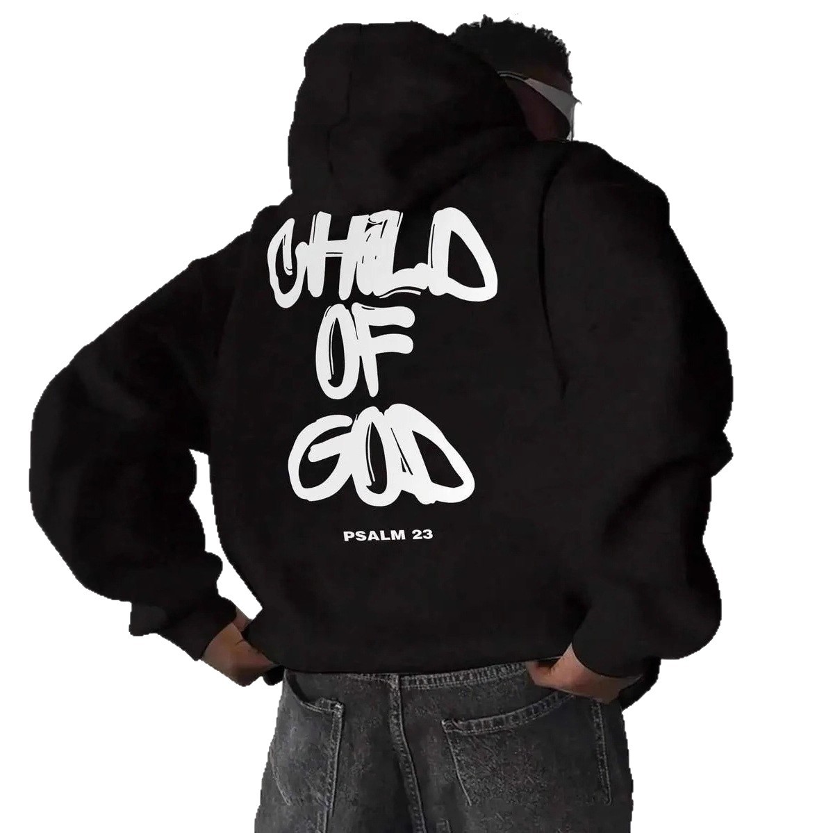 Mens Letter-Print Hoodie With Fleece-Lined Pullover Top