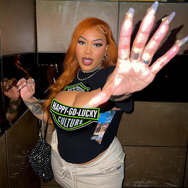 Street Ladies Hollow Print Short Sleeve T-shirt Top