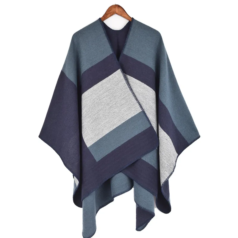 Women's Jacquard Silver Silk Shawl - Blue