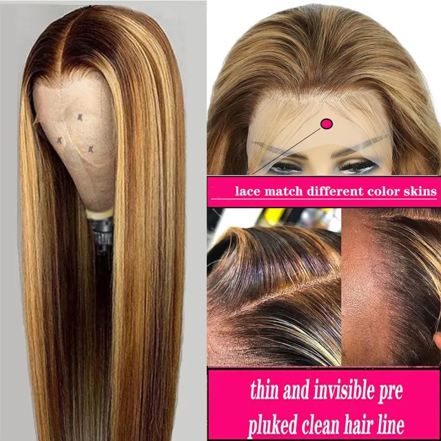 Real Human Hair Female Long Straight Hair Front Lace Wig Head Cover P427 - Shop at LoveMi