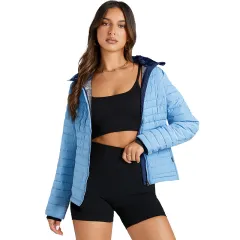 Quilted Zipped Cotton-padded Jacket Women's Warm Stand Collar - Lc856225 Blue - View 1