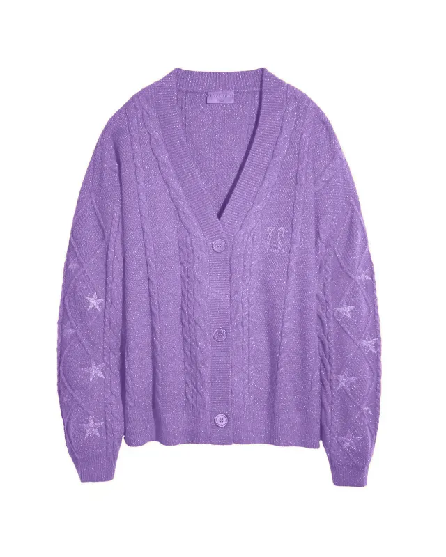 Cardigan Embroidery XINGX Loose And Idle Dinified Sweater Purple - Shop at LoveMi