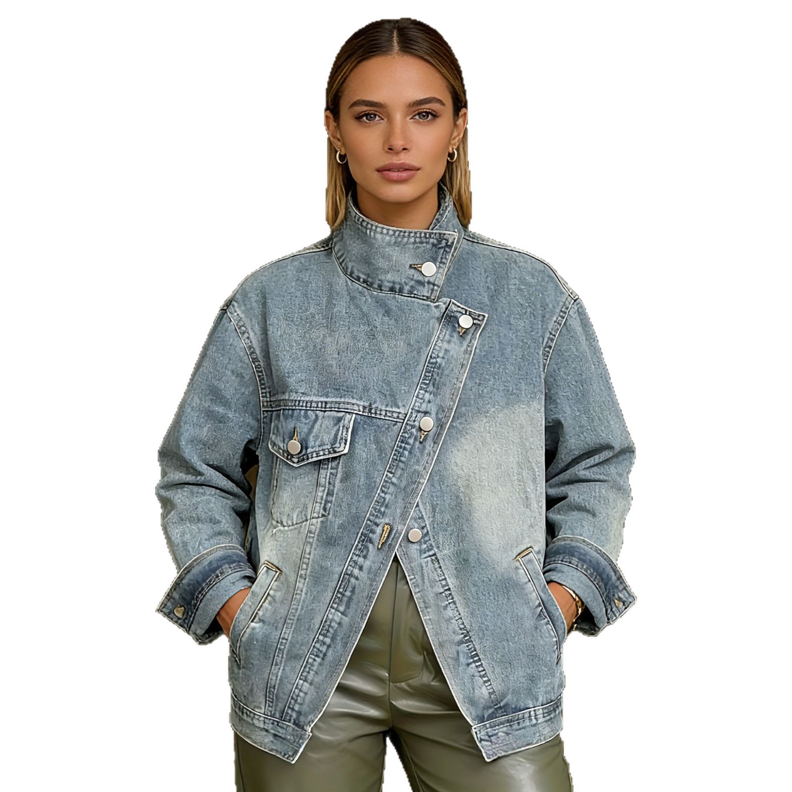 Irregular Single-pocket Denim Jacket