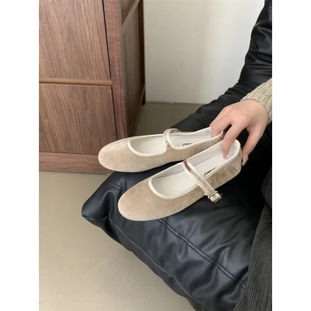 Spring New Shallow Mouth Slim fit Flat Pumps Khaki - Shop at LoveMi