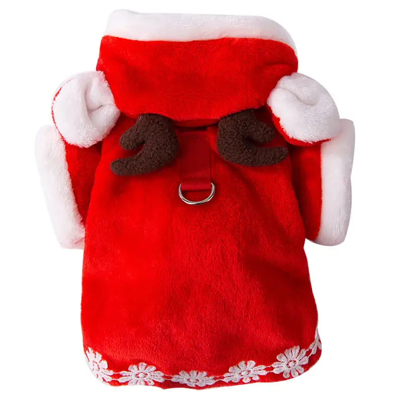 Cat Clothes Christmas Antlers Hooded Cape Warm