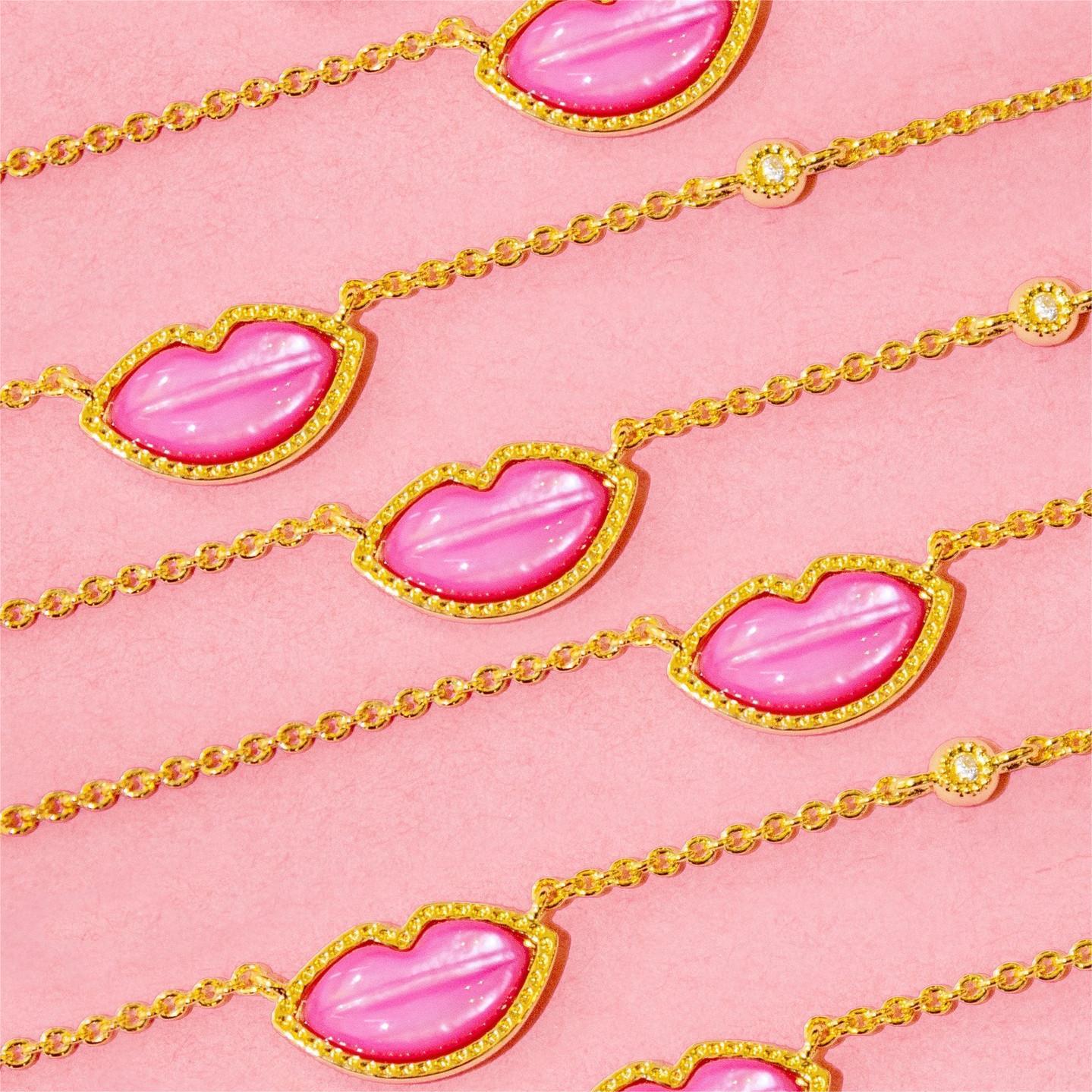 Gao Zan Red Lip Necklace Female Clavicle Chain
