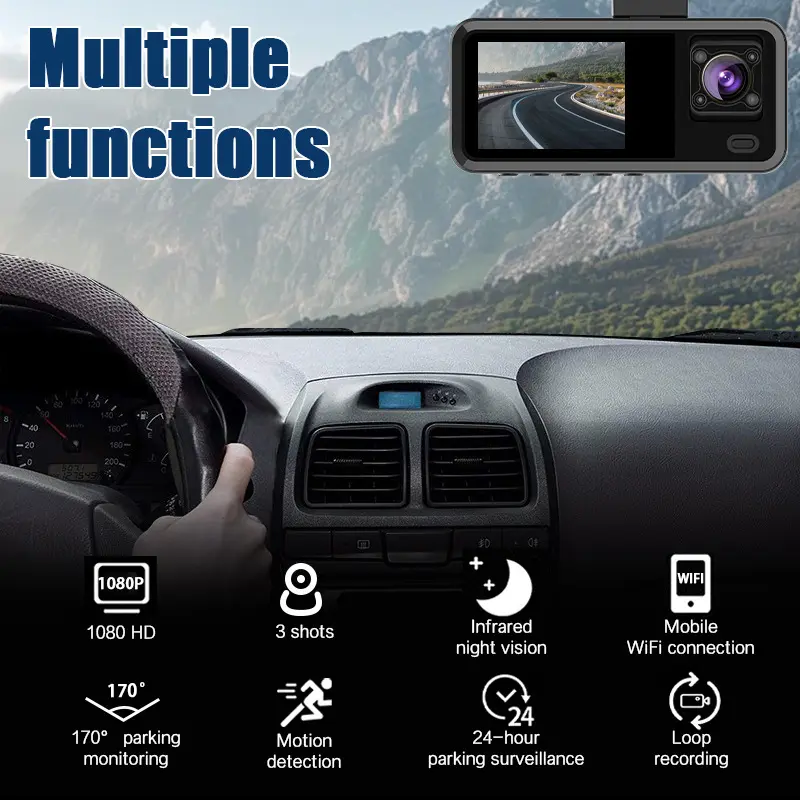 Three-record Driving HD 1080p Three-lens Recorder