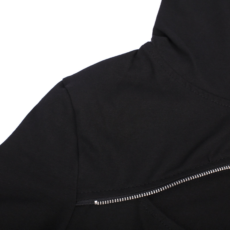 Stitching Oblique Zipper Irregular Top Women