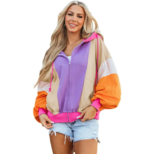 Dopamine Color Hooded Coat Sweatshirt Women Orange - Shop at LoveMi