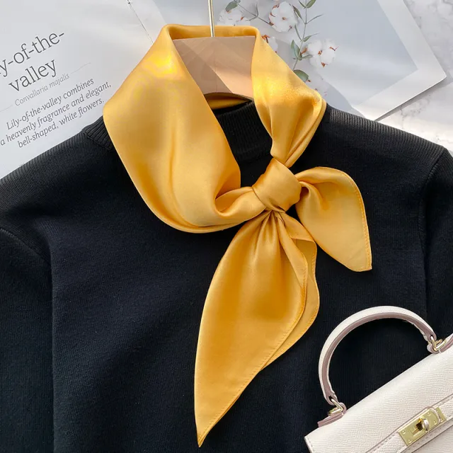 Spring And Autumn Elegant Retro Silk High end Scarf Sunshine Yellow - Shop at LoveMi