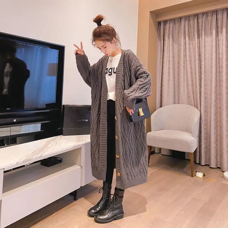 Fashion Loose Sweater Coat Women's Thickened - Gray