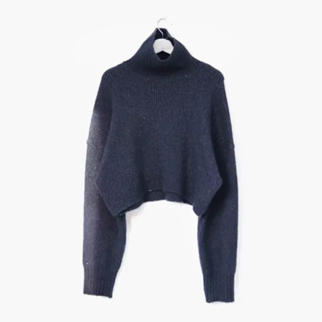High Neck Thickened Warm And Good Quality Pullover Sweater Navy Blue - Shop at LoveMi