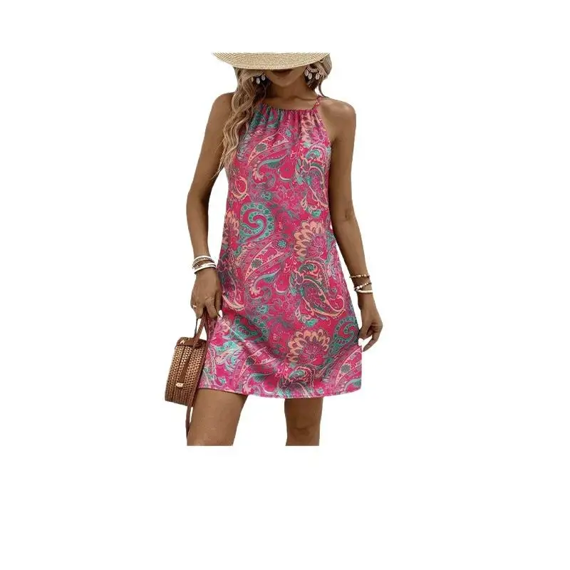 Summer Fashion Sleeveless Printed Sexy Suspenders Vacation Dress