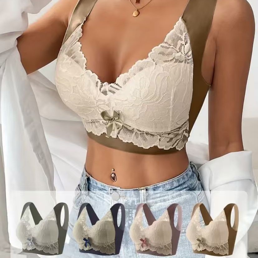Womens Wireless Push-Up, Anti-Sag, Thin Back-Support Bra
