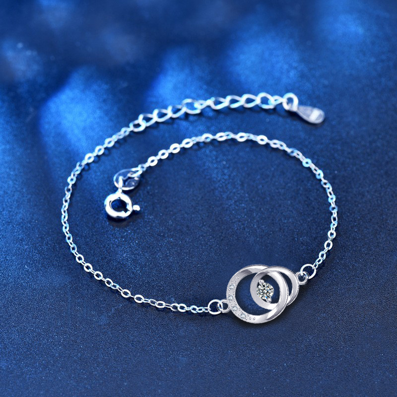 Moissanite Ring Buckle 925 Silver Bracelet Female