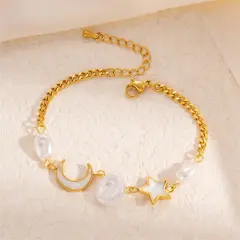 Titanium Steel Star Moon Pearl Bracelet Female Simple And Gentle - Moon Xingx Bracelet - View 1