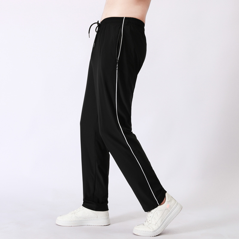 Summer Thin Ice Silk Leggings Men's Loose Straight Plus-sized Plus Size Air Conditioning Pants