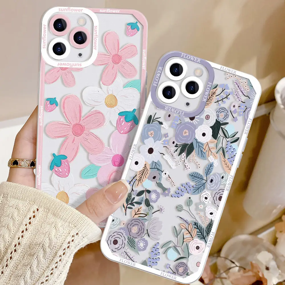 Flower All-inclusive Silicone Transparent Phone Case