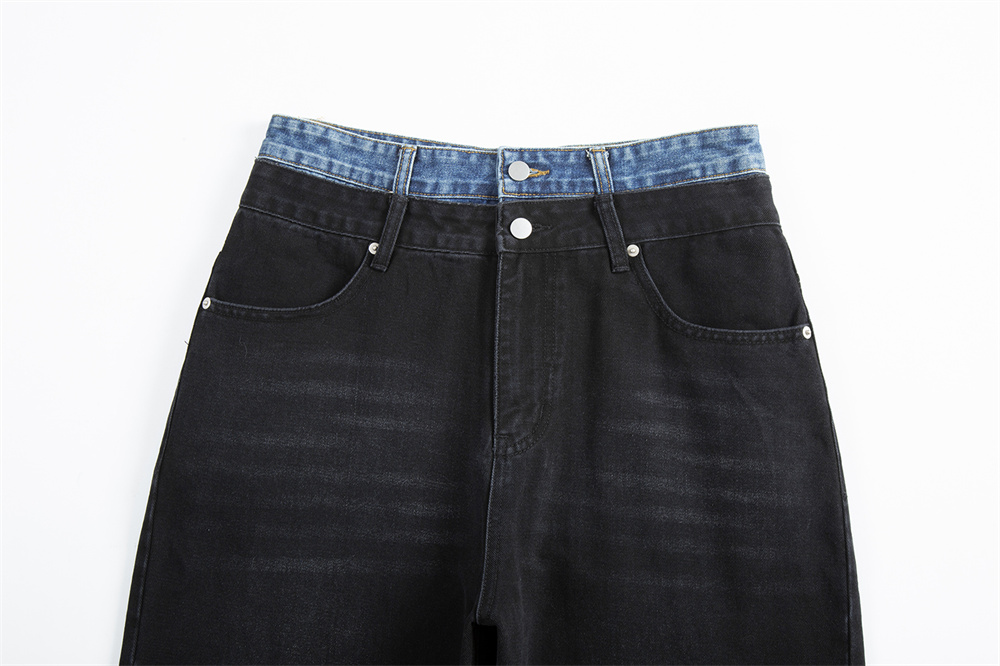 Fashion Men's Contrast Color Double-layer Jeans