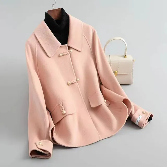 Women's Loose Large Size Autumn And Winter Thickening Double sided Woolen New Coat Pink - Shop at LoveMi
