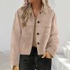 Solid Color Loose Fit Suede Short Jacket For Women 7