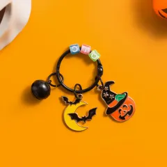 Ghost Kid Pumpkin Witch Hat Keychain Alloy - Metal Pendant Bat W 3 - View 1