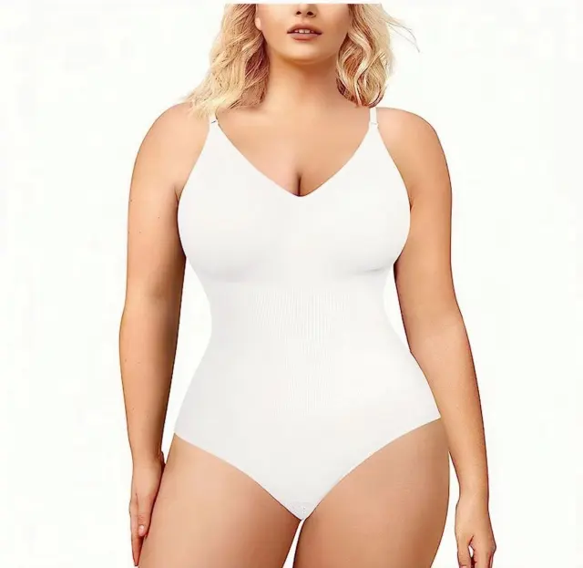 Plus Size Postpartum Hip Lifting Seamless Shapewear Women's Bodysuit White - Shop at LoveMi