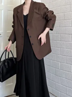 Korean Casual Long Sleeve Suit Coat Women - Coffee Colour - View 1