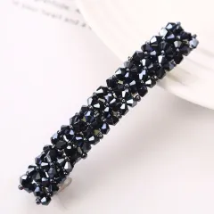 Simple Crystal Crystal Fishing Line Braided Spring Clip Barrettes - Navy Blue - View 1