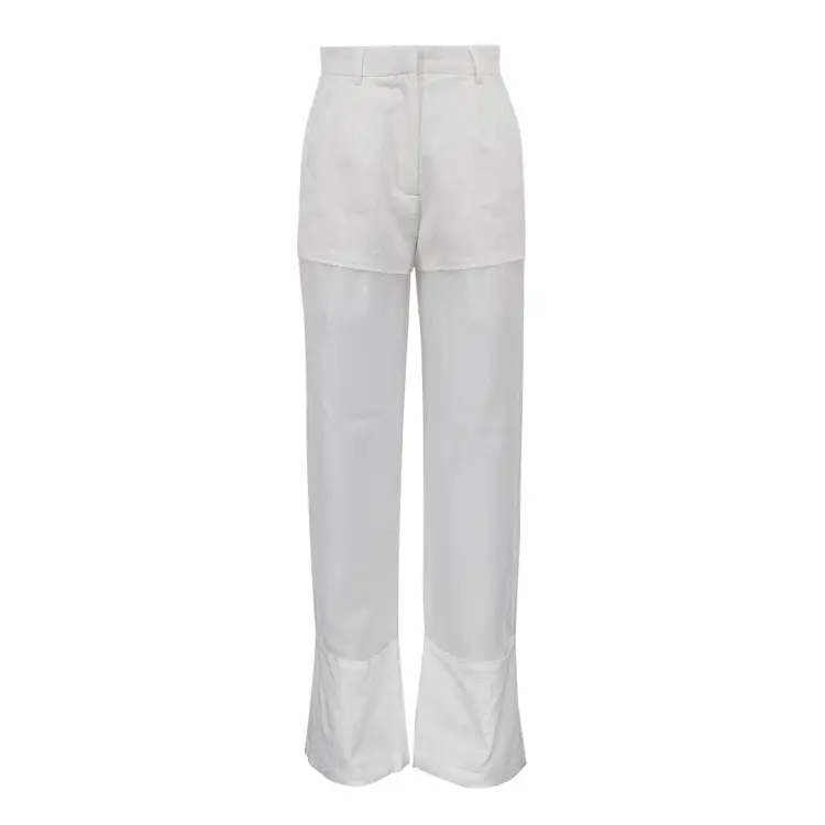 Gauze Stitching See-through Casual Pants